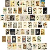 Gersoniel 60 PCS Vintage Collection Postcard Set Retro Style Botanical Butterfly Mushroom Nature and Ephemera Postcards for DIY Card Paper