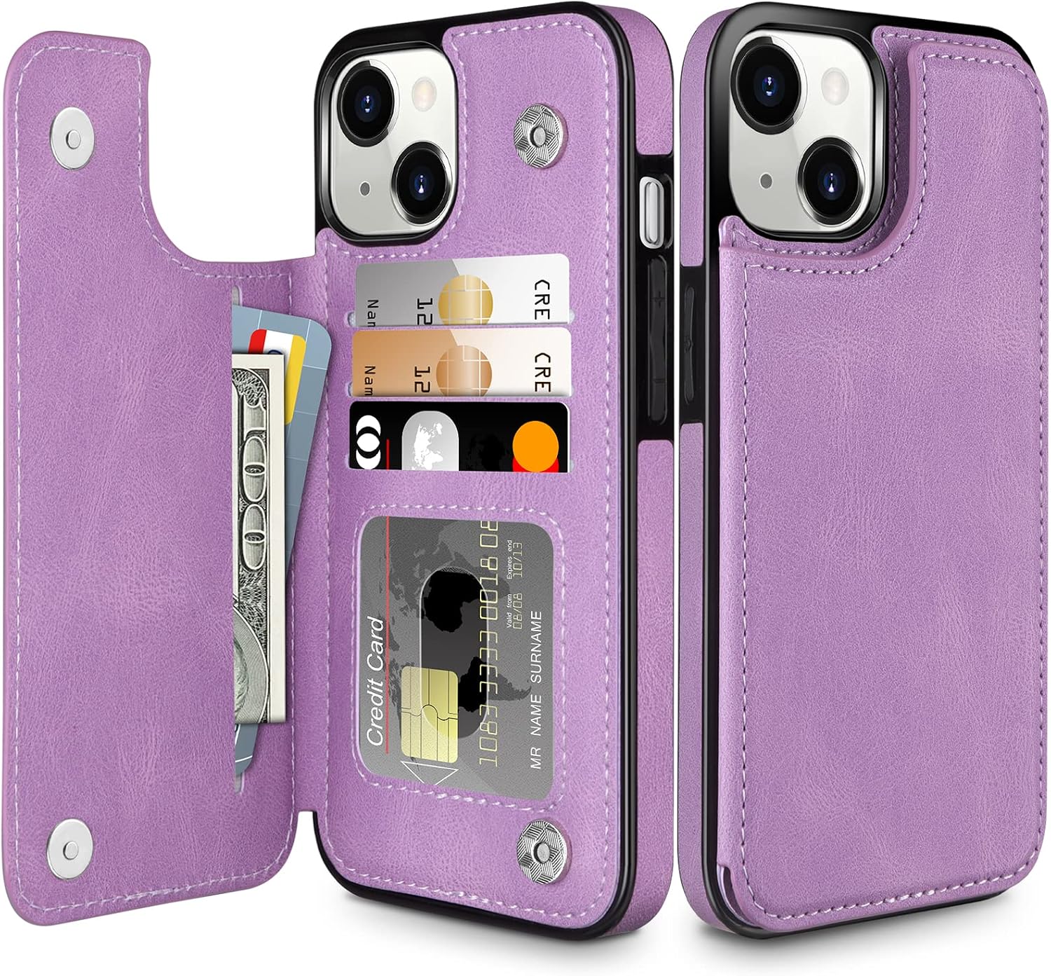 Coolden for iPhone 14 Plus Case Wallet Case Cover with Card Holder Slot Shockproof Case Flip Folio PU Leather Wallet Magnetic Closure Protective Case Cover for iPhone 14 Plus Phone Case (Purple)