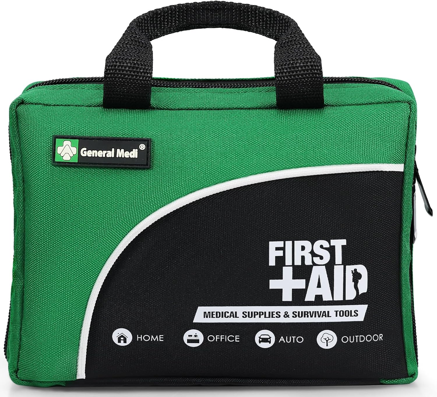 General Medi 160 Piece Compact First Aid Kit Bag - Including Cold (Ice) Pack, Emergency Blanket, Moleskin Pad,Perfect for Travel, Home, Office, Car, Camping, Workplace (Green)