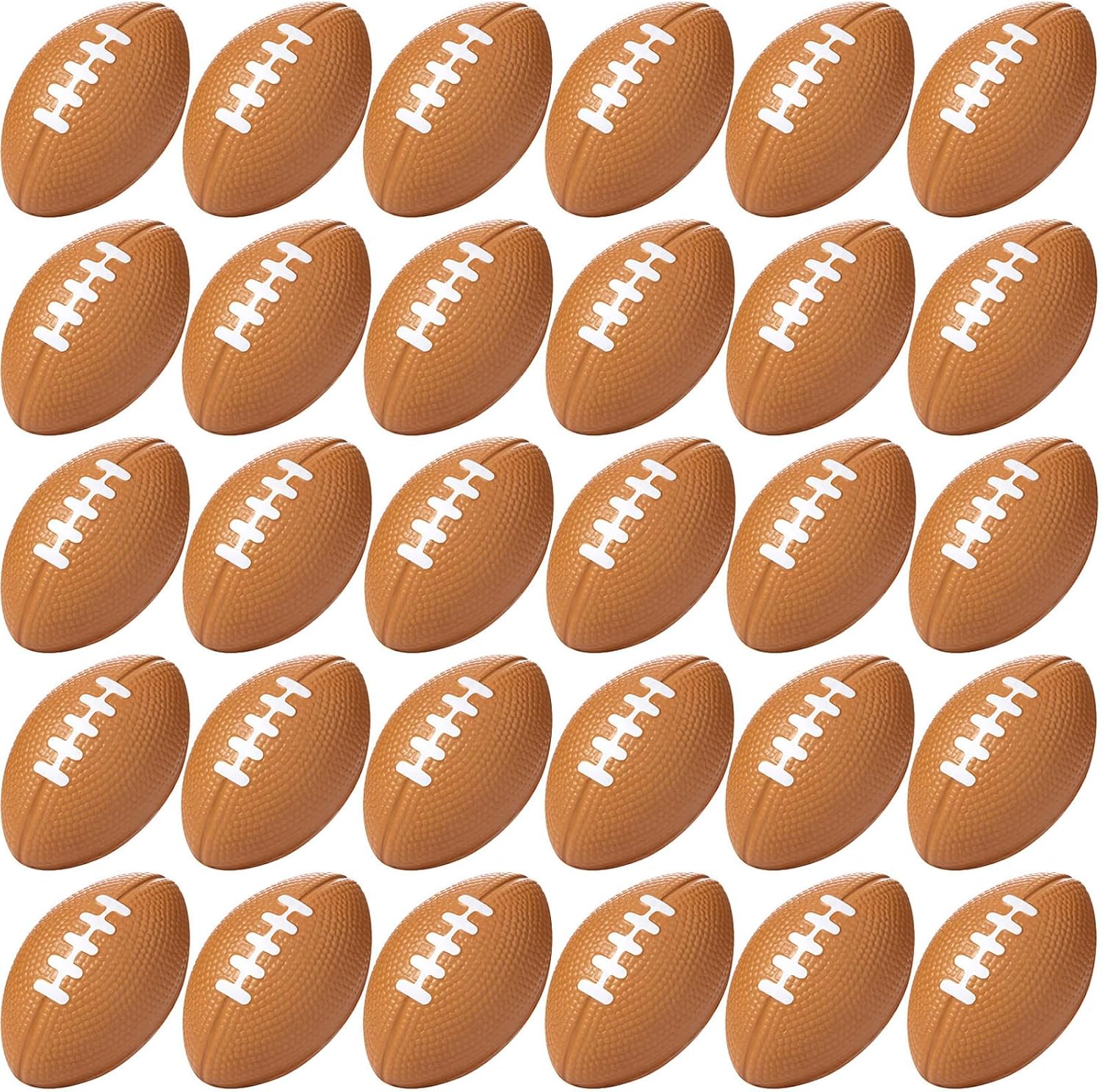 Blulu 30 Packs Mini Football Sports Stress Ball, Mini Foam Sports Ball, Foam Sports Ball for School Carnival Reward, Chrismas Party Bag Gift Fillers (Brown)