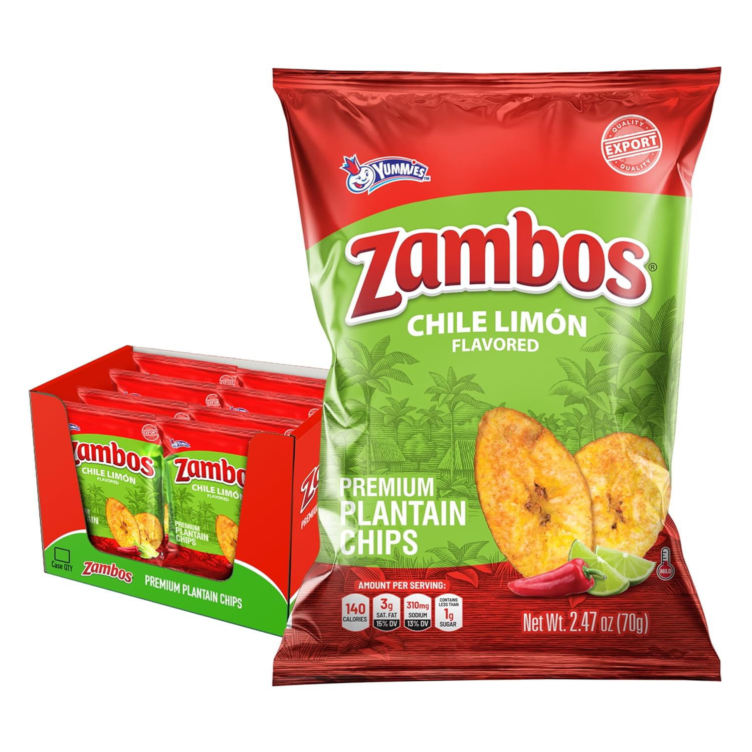 Zambos Plantain Chips Chile Limon, 2.47 Oz (Pack of 8)