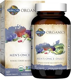 Garden of Life Organics Men's Once Daily Whole Food Multivitamin - 60 Tablets, Vegan Mens Multi for Health & Well-Being, Organic Mens Vitamins & Minerals, Vitamin C, Zinc