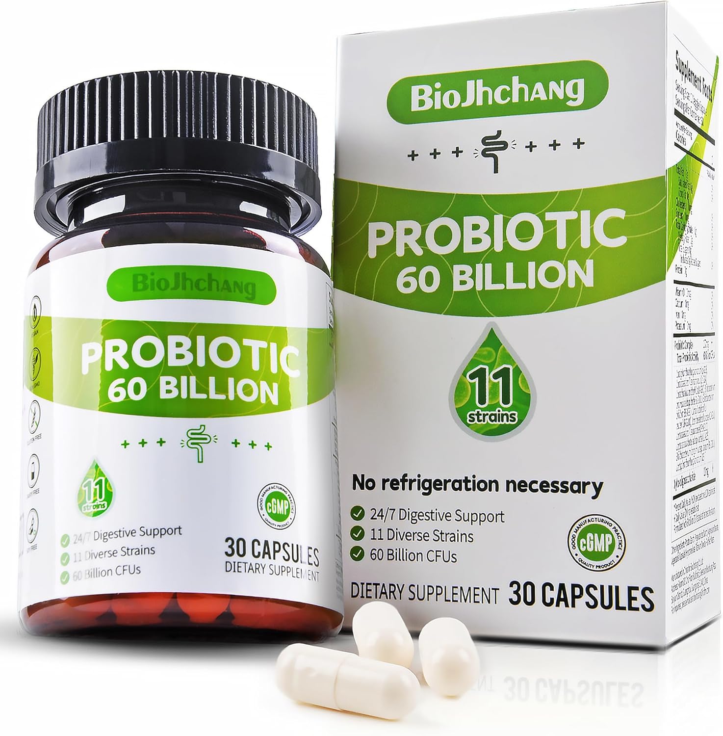 Probiotics 60 Billion CFU,11 Diverse Strains Probiotic Prebiotics for Women & Men, Immune, Digestive & Gut Health Sleep Support Occasional Constipation Diarrhea Gas & Bloating 30 Count
