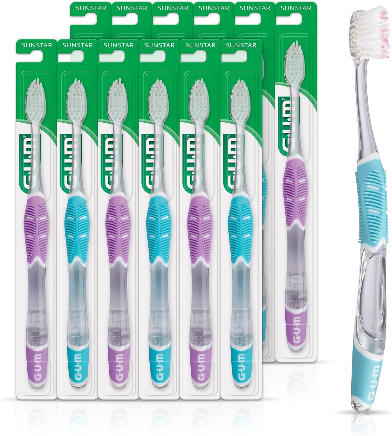 GUM Technique Deep Clean Sensitive Toothbrush, Compact Head & Ultra Soft Tapered Bristles for Adults with Sensitive, 1ct (12pk)