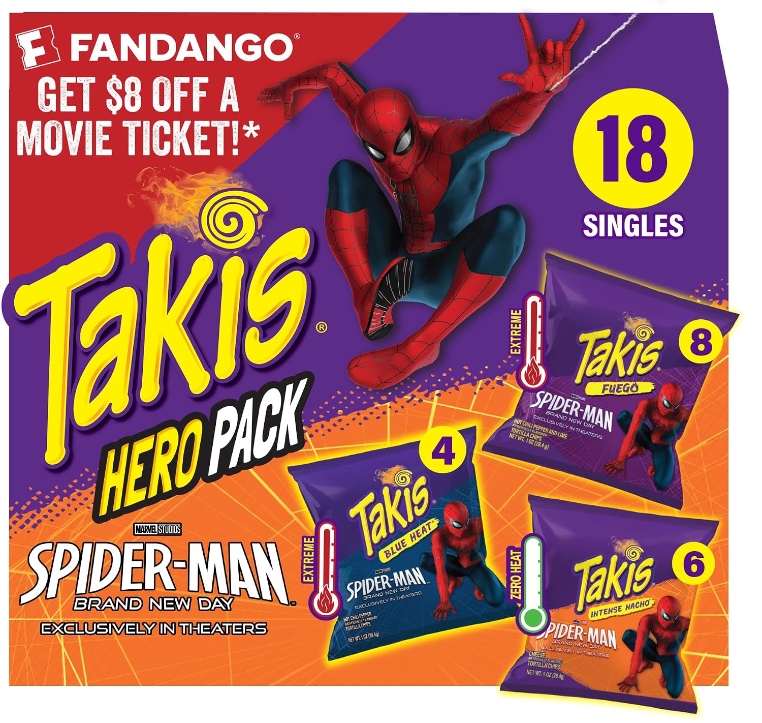 Takis Assorted Hero Variety Pack Rolled Tortilla Chips, 18 Count