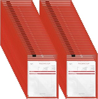 Seajan 120 Pcs Clear Dry Erase Pockets Plastic Sleeves for Paper 14 x 10 Inch Reusable Job Holder Shop Ticket Holders Order Pockets Organizer Teacher Supplies for Classroom (Red)