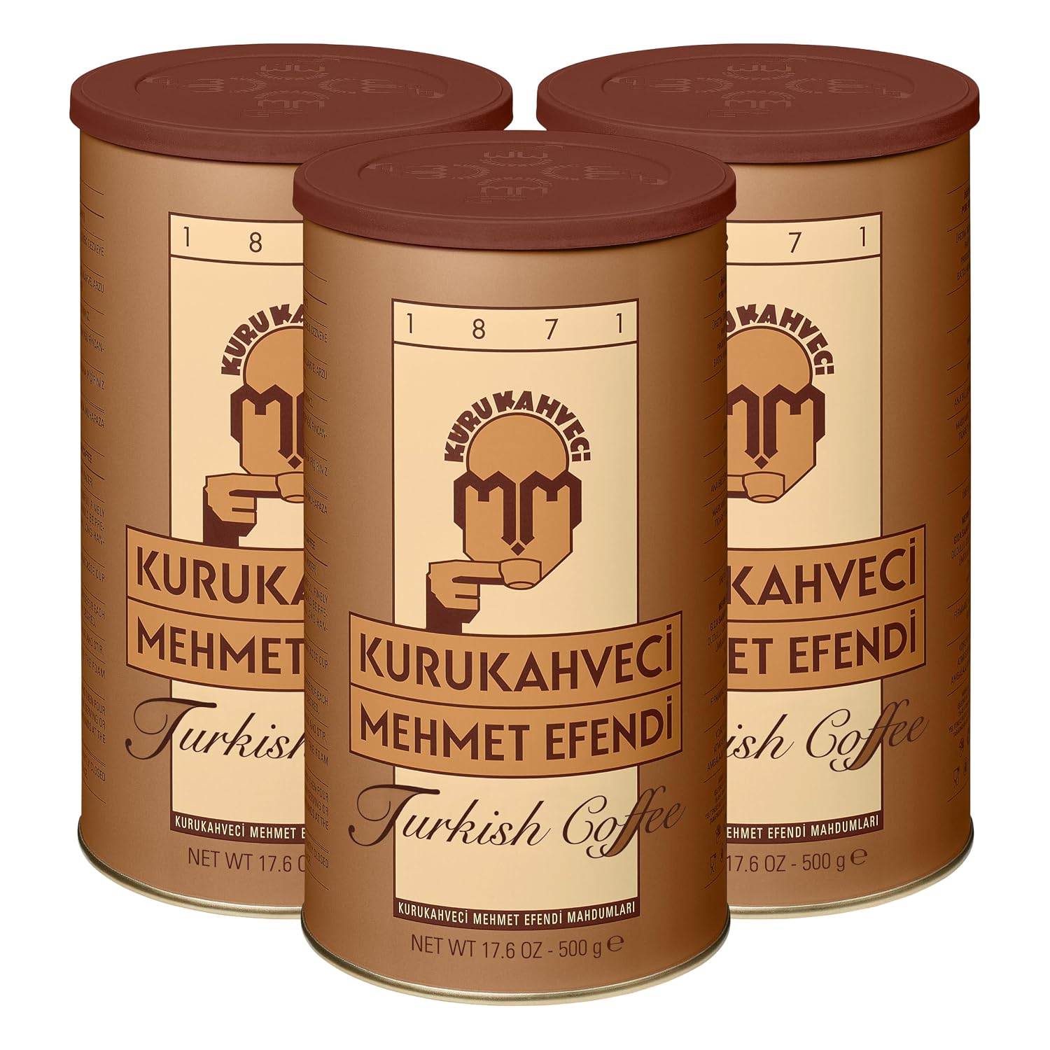Kurukahveci Mehmet Efendi Turkish Coffee, Medium Roast, 17.6 oz (Pack of 3)