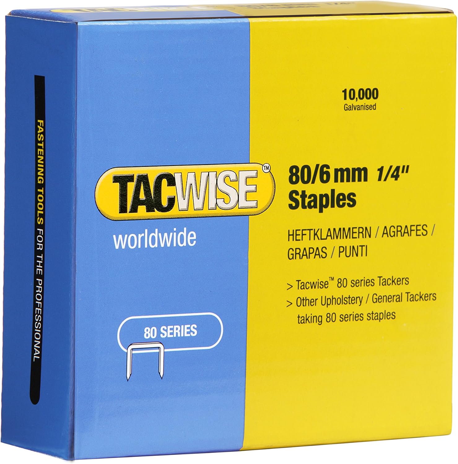 Tacwise 0381 Type 80 / 6 mm Galvanised Upholstery Staples, Pack of 10,000