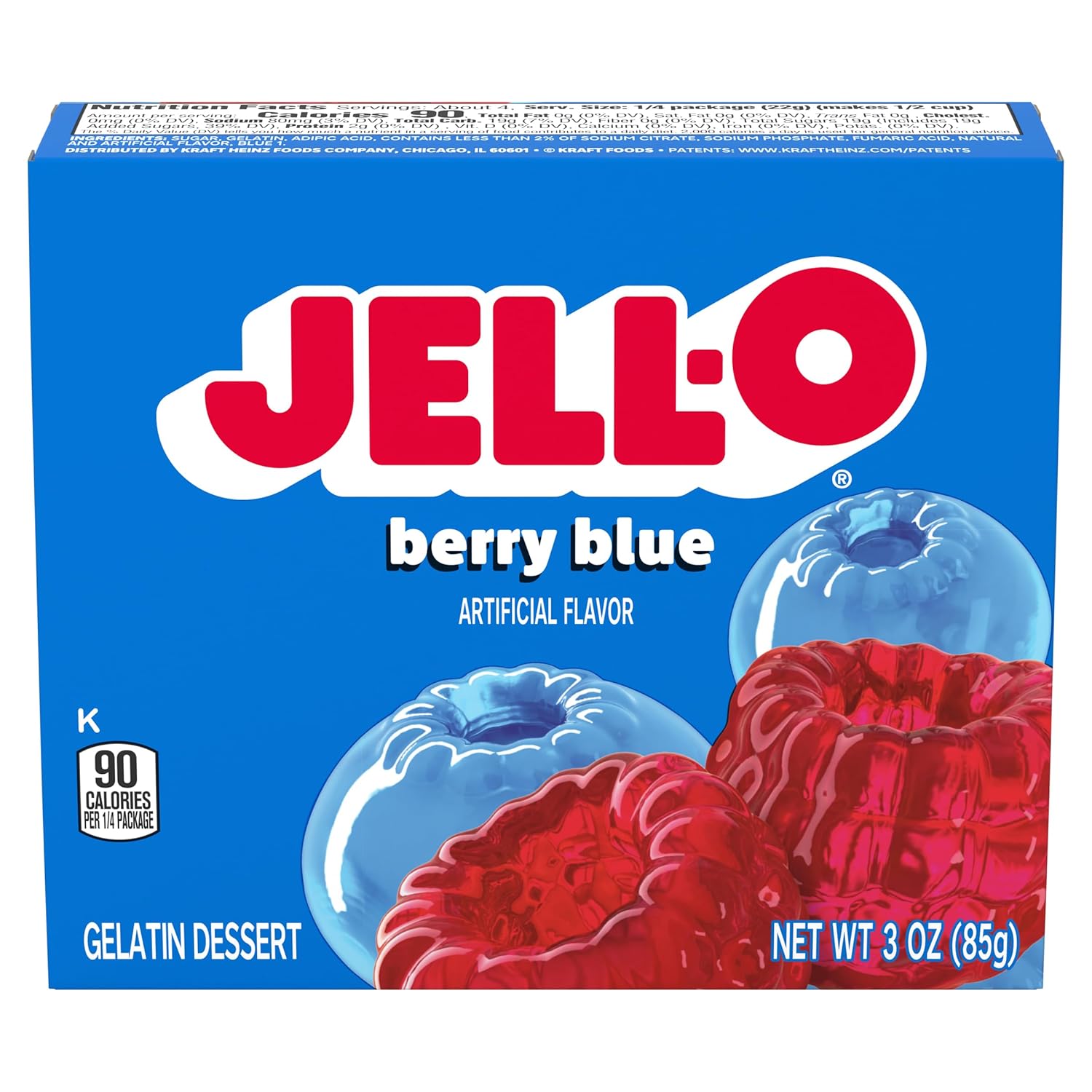 Jello Berry Blue Gelatin Dessert Jell-O 3oz 85g American Jelly Jello
