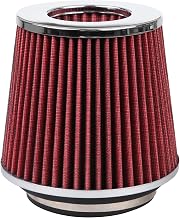 Cartman Clamp-On Engine Air Filter, Fit Intake Tube with 3/3.5/4in Diameter, Premium High Performance Replacement Filter, Washable and Reusable, Round Tapered, Red