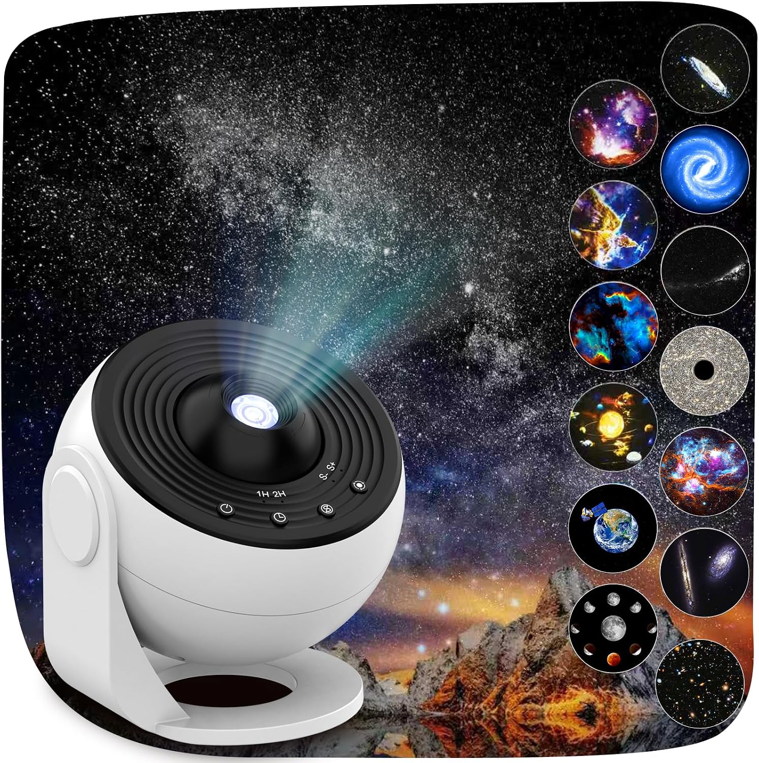 Galaxy Projector, 13 in 1 Home Planetarium Star Light Projector for Bedroom 360° Rotating Nebula Projector Lamp Starry Sky Night Light (White/White)