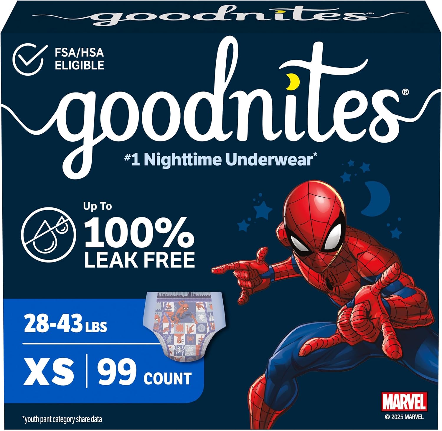 GoodNites Boys Nighttime Underwear, Size Extra Small, 99 Ct, 3 Packs of 33