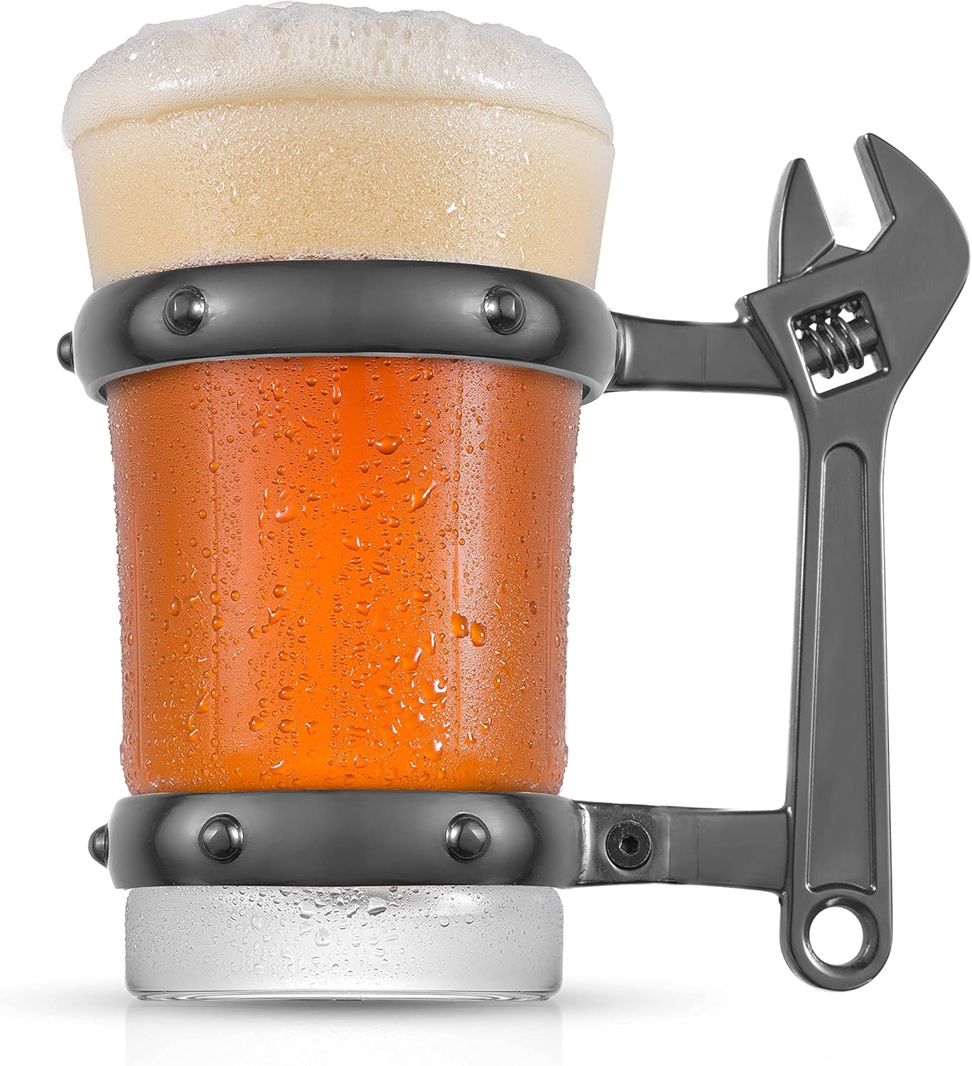 JoyJolt Crescent Wrench Beer Glass Mug (17 oz) Novelty Gifts for Men Who Have Everything. New Tools Beer Mug, Beer Gifts For Men, Pint Glasses and Unique Mugs for Mechanics, Dad, Husband and BF