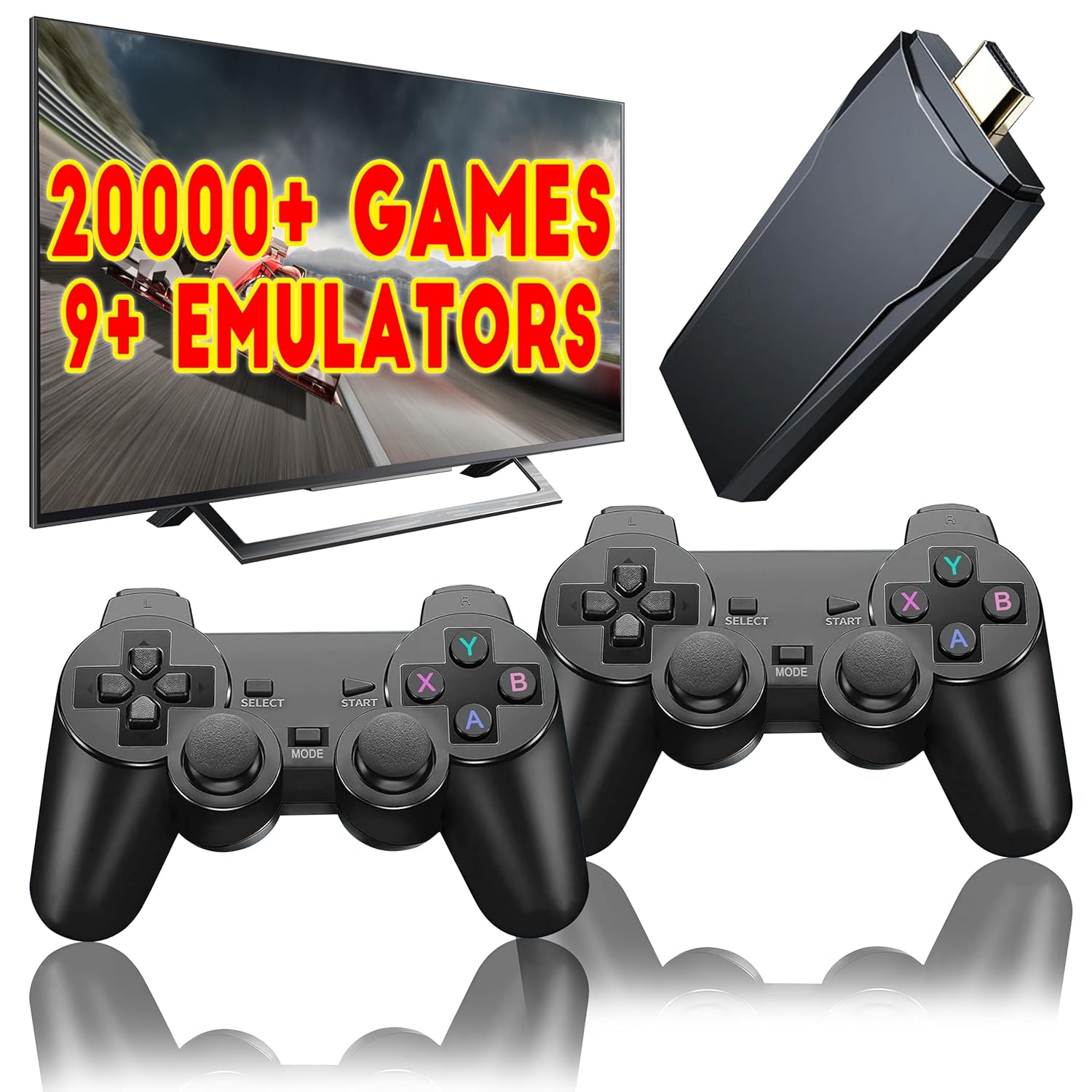 Retro Video Game Console, Plug and Play Controllers Video Game Retro Play Game Console Built in 20000+ Games, 9 Classic Emulators, 4K High Definition HDMI Output for TV