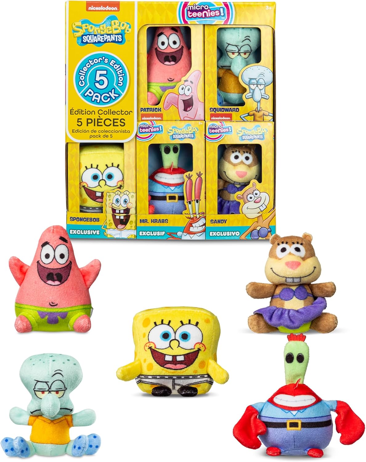 Micro Teenies – SpongeBob SquarePants Collector 5-Pack - Mr Krabs, Sandy, SpongeBob in Underpants