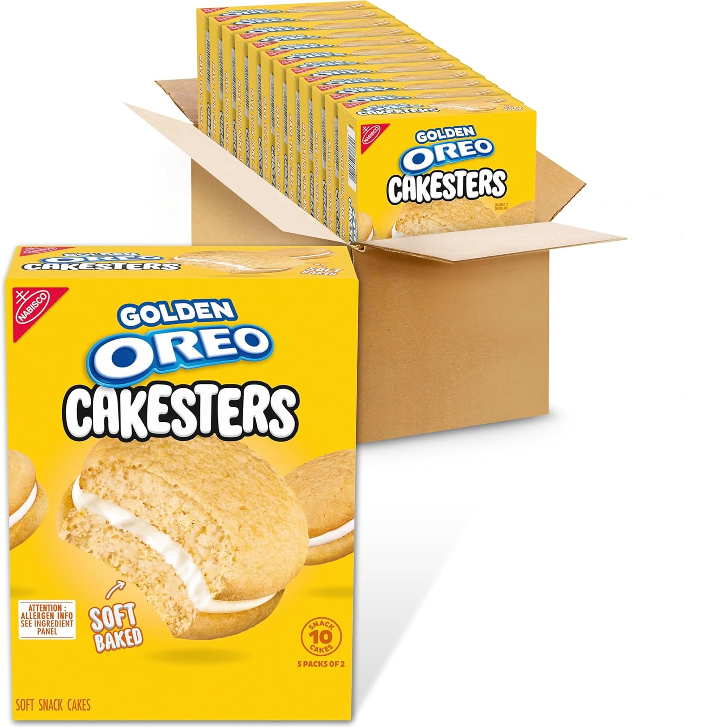 OREO Golden Cakesters Soft Snack Cakes, 12-5 Count Boxes (60 Total Snack Packs)