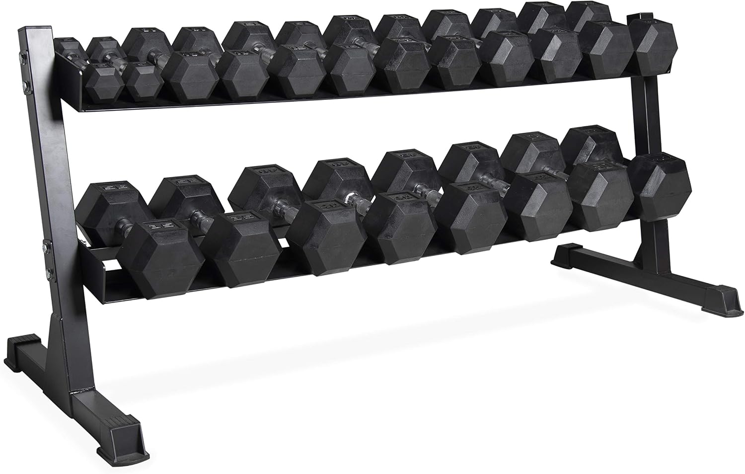 CAP 550lb Hex Dumbbell Set with 2-Tier Storage Rack, Chrome Grip