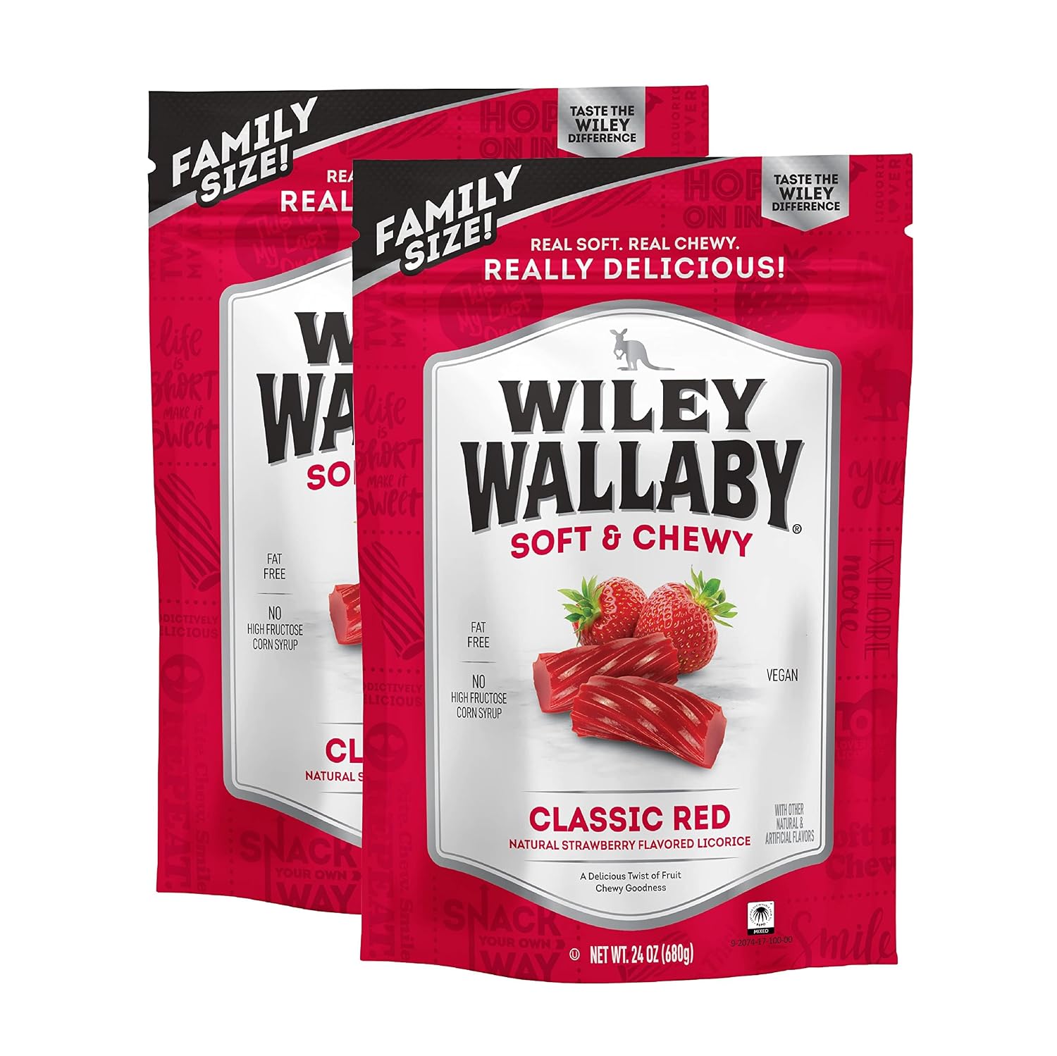 Wiley Wallaby Classic Red Strawberry Licorice, Australian-Style, 24oz, 2Pk