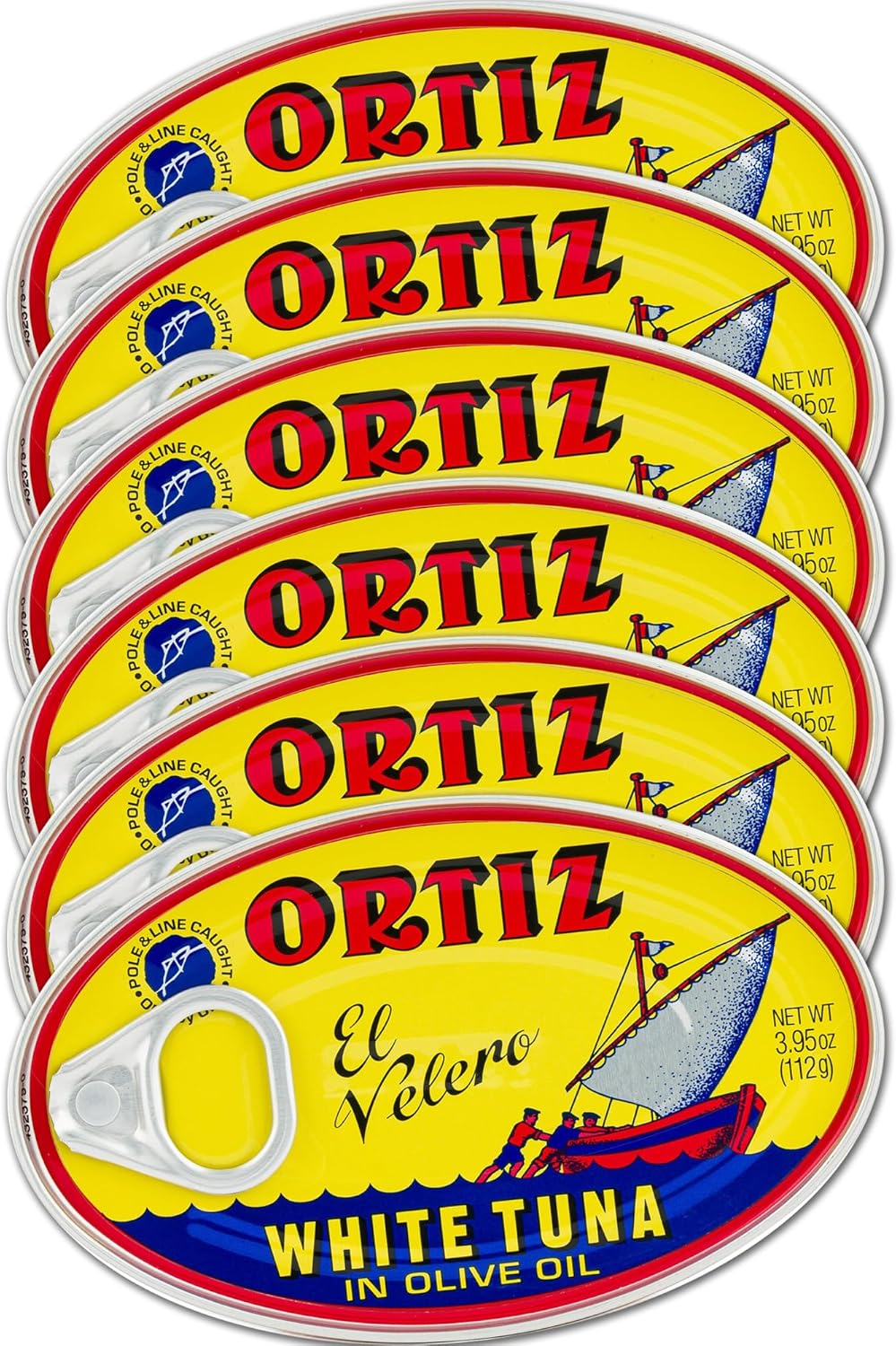 Ortiz Tuna in Olive Oil, Kosher 3.95oz Oval Tin, Bulk Pack of 6 | Superior Canned Tuna in Olive Oil, | Kosher Ortiz White Tuna in Olive Oil [3.95oz x 6 Tins]