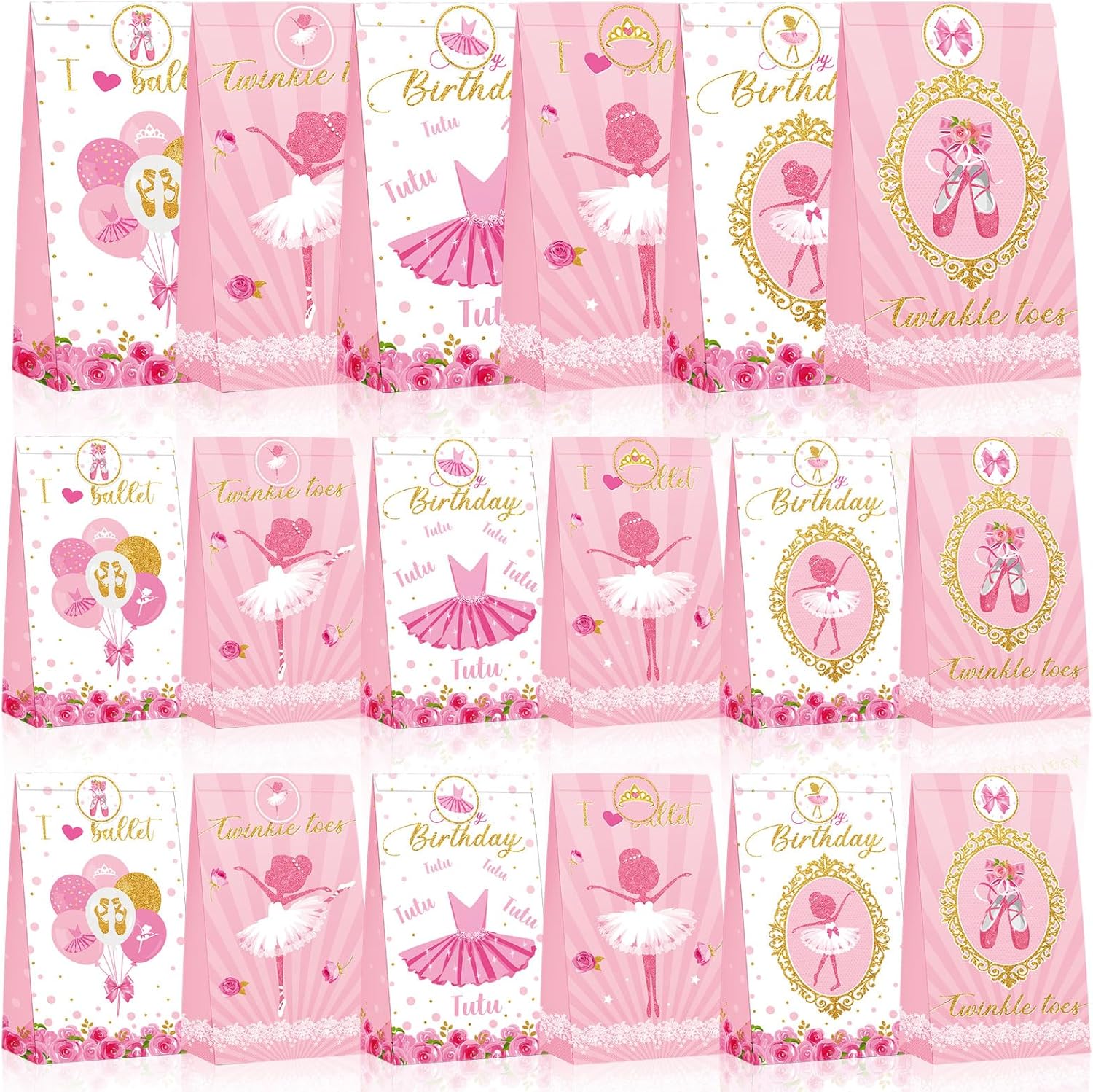 Jecery 24 Pcs Multi-Item Party Favor Packs Mini Ballerina Goodie Gift Bags Dance Ballerina Birthday Ballet Gift Bags Tutu Decorations Party Favors Ballet for Baby Shower Wedding