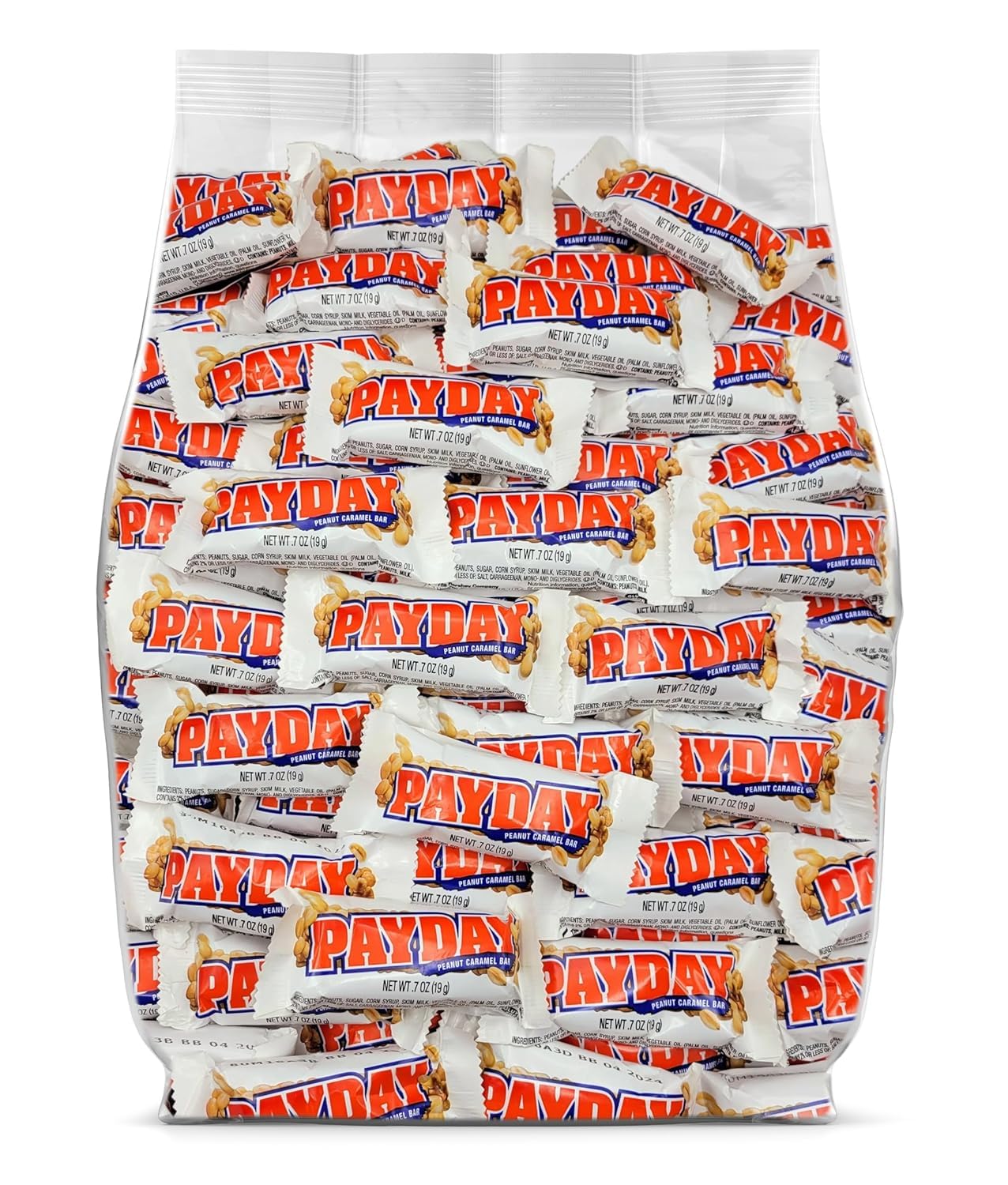 PayDay Candy Bars Fun Size - 40 Individually Wrapped Chocolate Candy Bars - Bulk PayDay Original Peanut & Caramel Bulk Candy Perfect for Parties and Office Snacks - 2lb
