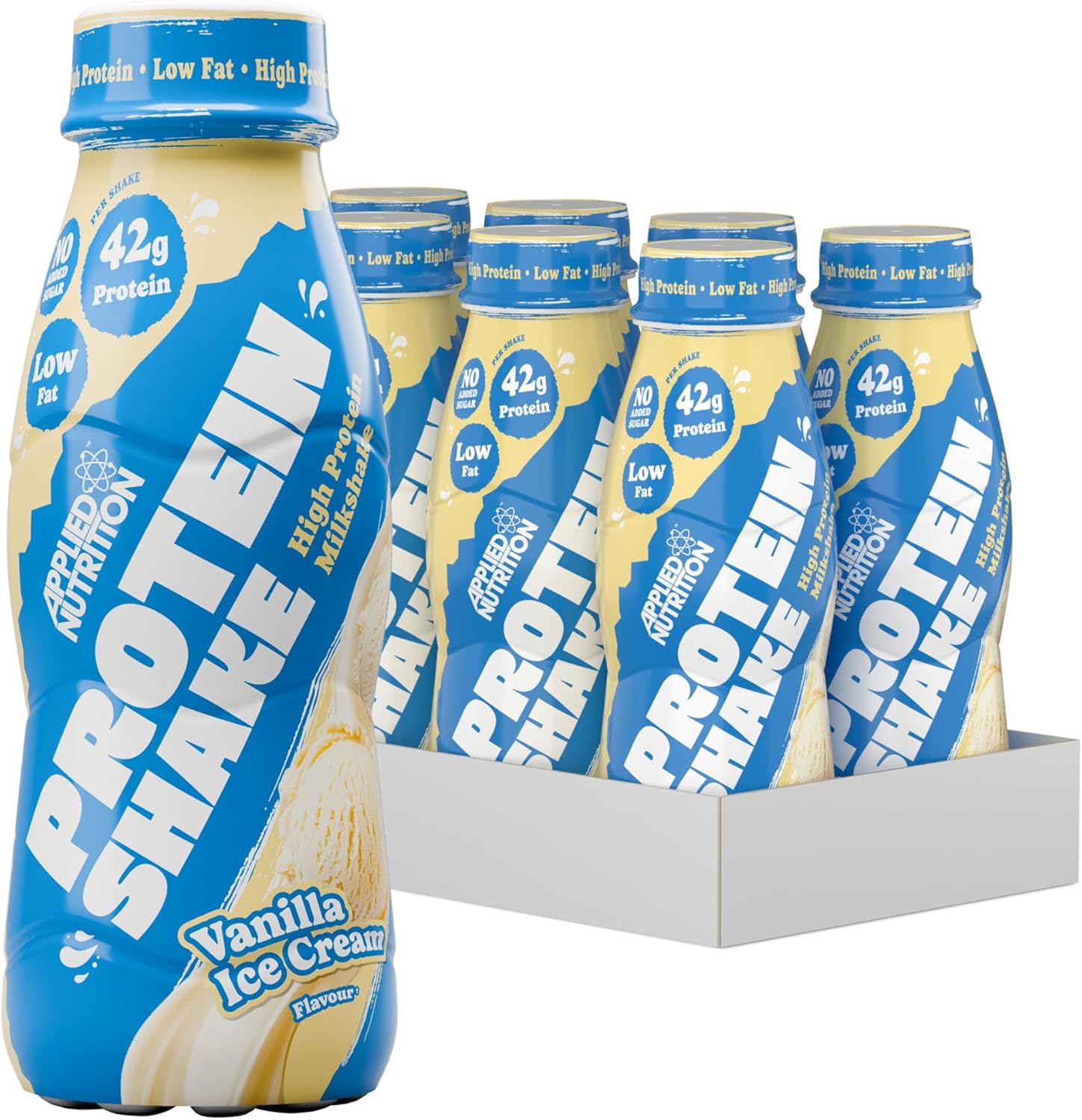 Applied Nutrition Protein Shakes - High Protein Shake Ready To Drink, Protein Drink With 42g Of Protein, Low Fat Protein Shake, On The Go Bottle - 8 x 500ml (Vanilla)