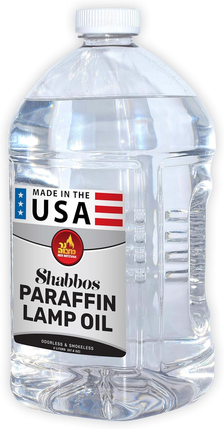 Ner Mitzvah Paraffin Lamp Oil - Clear Smokeless, Odorless, Clean Burning Fuel for Indoor and Outdoor Use - 2 Liter (67.6 oz)