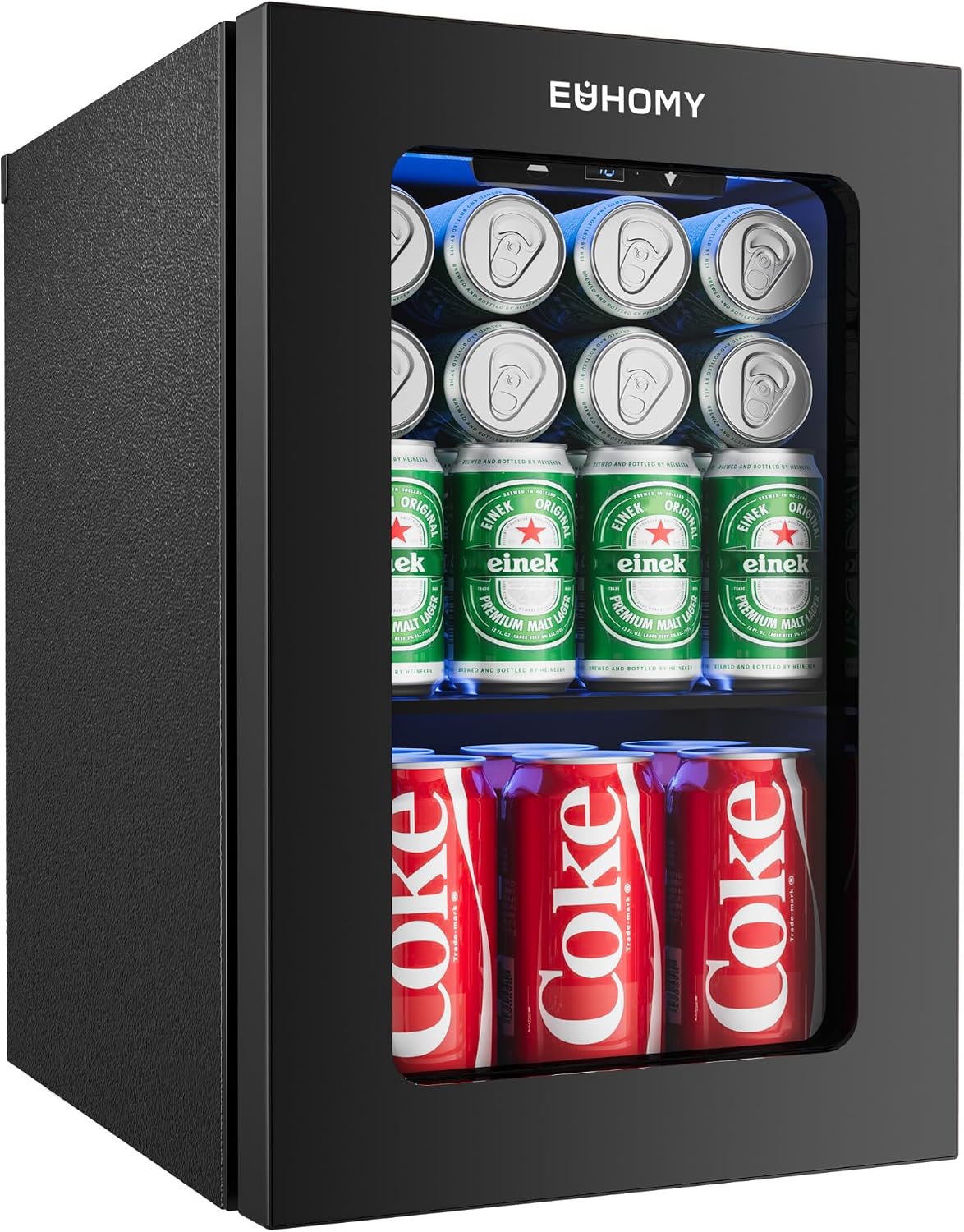 EUHOMY 24 Cans Wine Cooler Refrigerator with Glass Door, 40°F-61°F Countertop Wine Fridge Advanced Cooling Technology, Wine Celler with Removable Shelf for Home, Kitchen, Office