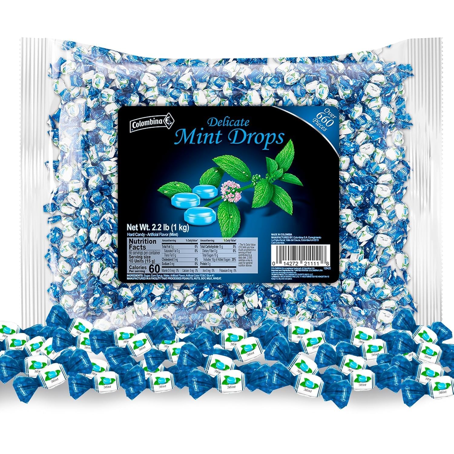 Colombina Delicate Mint Drops, Individually Wrapped Breath Saver Mini Mints, 2.2lbs (Pack of 1)