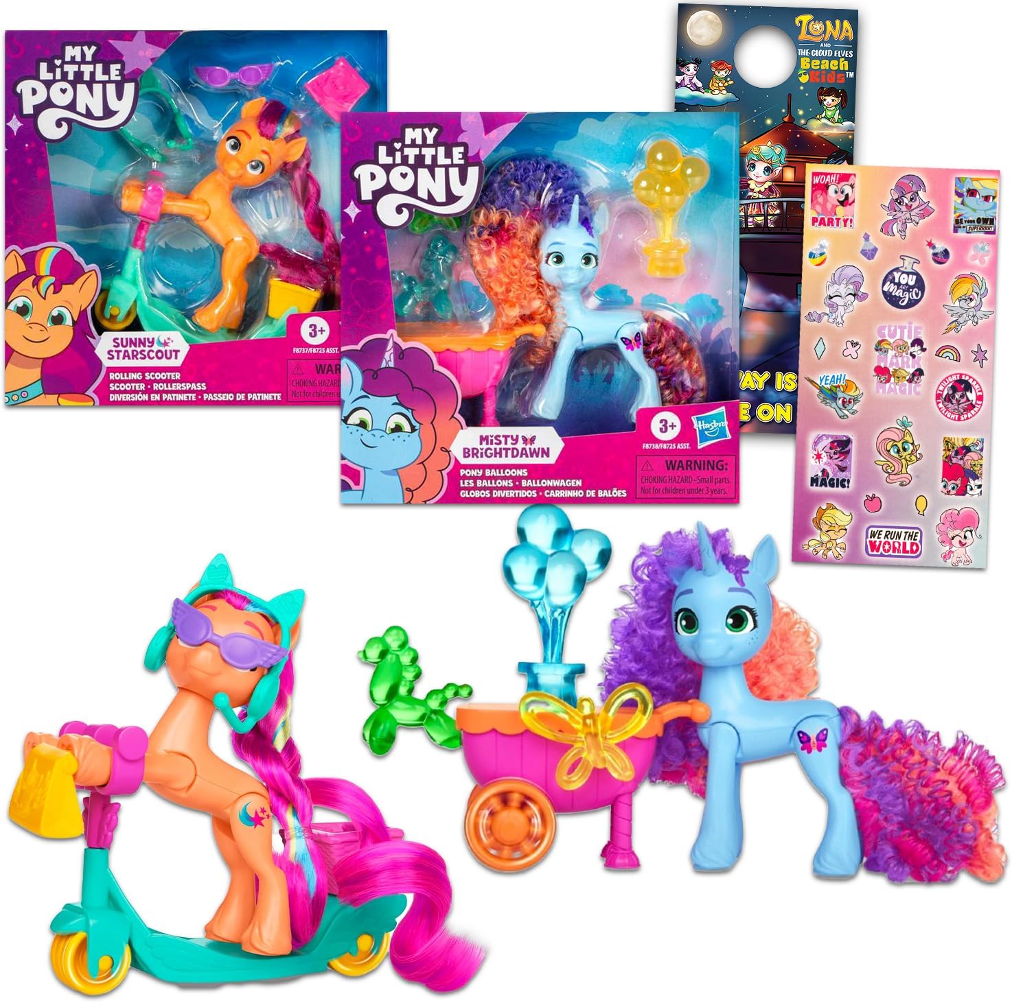 My Little Pony Toy Figures Set - Bundle of 2 Dolls: Misty Brightdawn & Sunny Starscout with Accessories, Stickers, More | My Little Pony Figurines