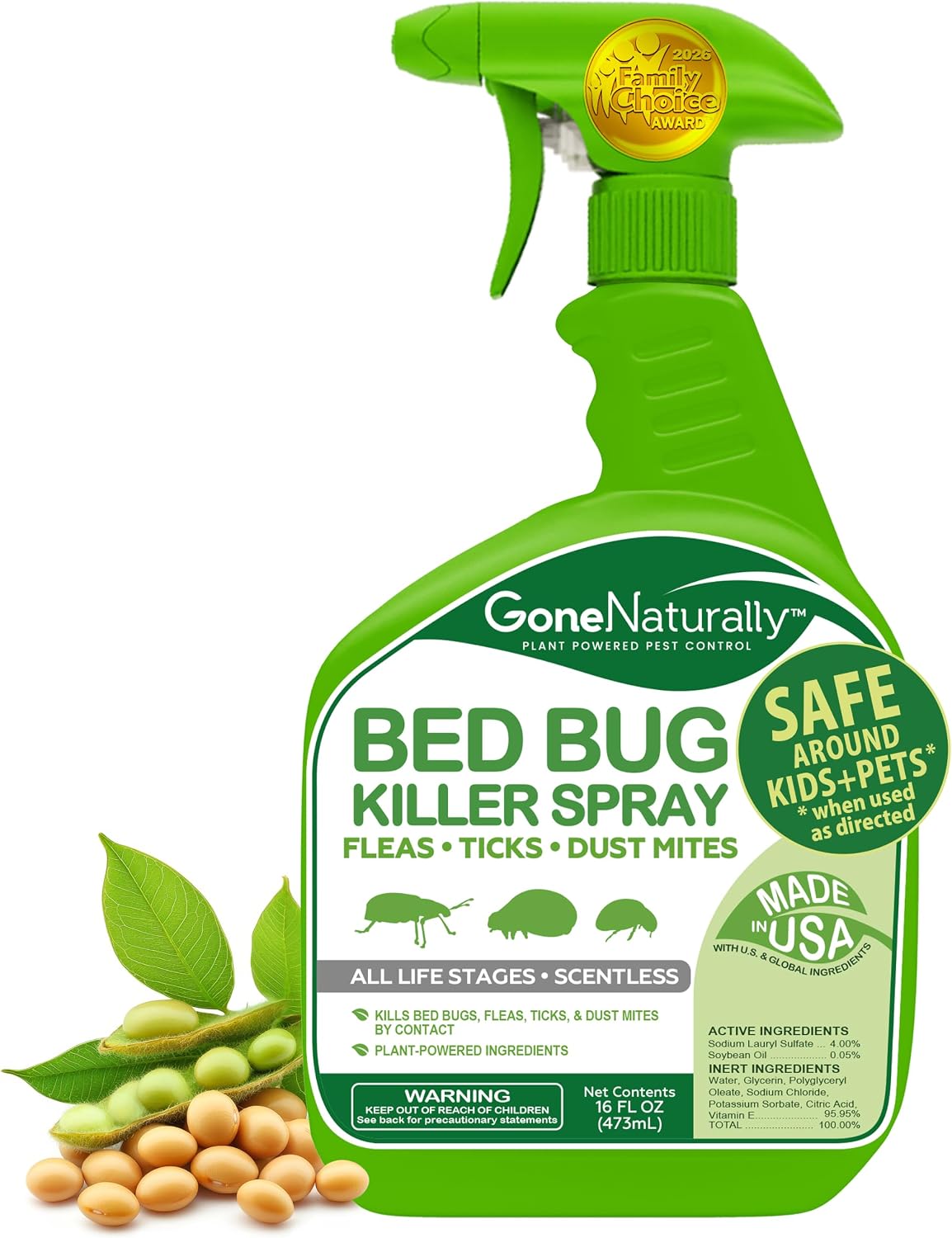 Bed Bug Spray for Home, Mattresses, Headboards & Travel Bags – Scentless Non-Staining Bed Bug Killer Kills Bed Bugs, Eggs, Nymphs & Dust Mites – Safe Around Kids & Pets (16oz)
