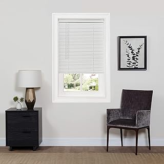 Cordless Room Darkening Mini Blind - 35 Inch Width, 64 Inch Length, 1" Slat Size - Pearl White - Cordless GII Deluxe Sundown Horizontal Windows Blinds for Interior by Achim Home Decor
