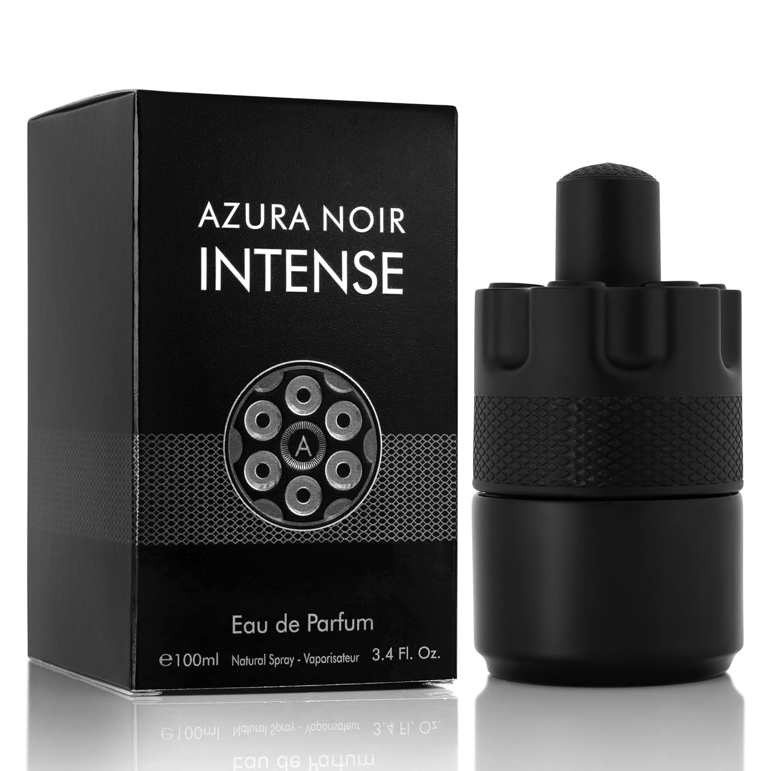 Azura Noir Intense EDP 3.4 fl Oz- Top Notes of Cardamom Green & Earthy - Sugary Toffee Milky Undertone - Base Scent of Bourbon Vanilla & Vetiver - Long Lasting Fragrance - Elegant 100ml Bottle