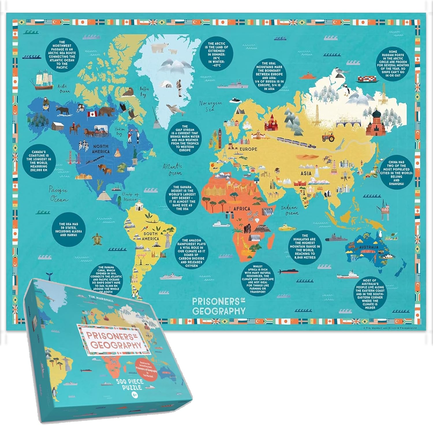 500 Piece Jigsaw Puzzle Prisoners of Geography – Fun & Educational World Map Puzzle for Kids & Adults, Explore Global Geography, Landmarks, & Culture – Ages 8+