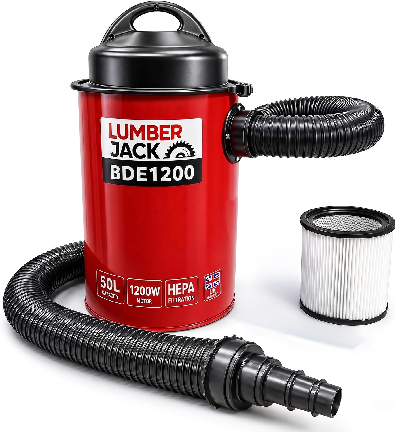Lumberjack Dust Extractor Workshop Vacuum, 50L 1200W Dust Extraction 230V