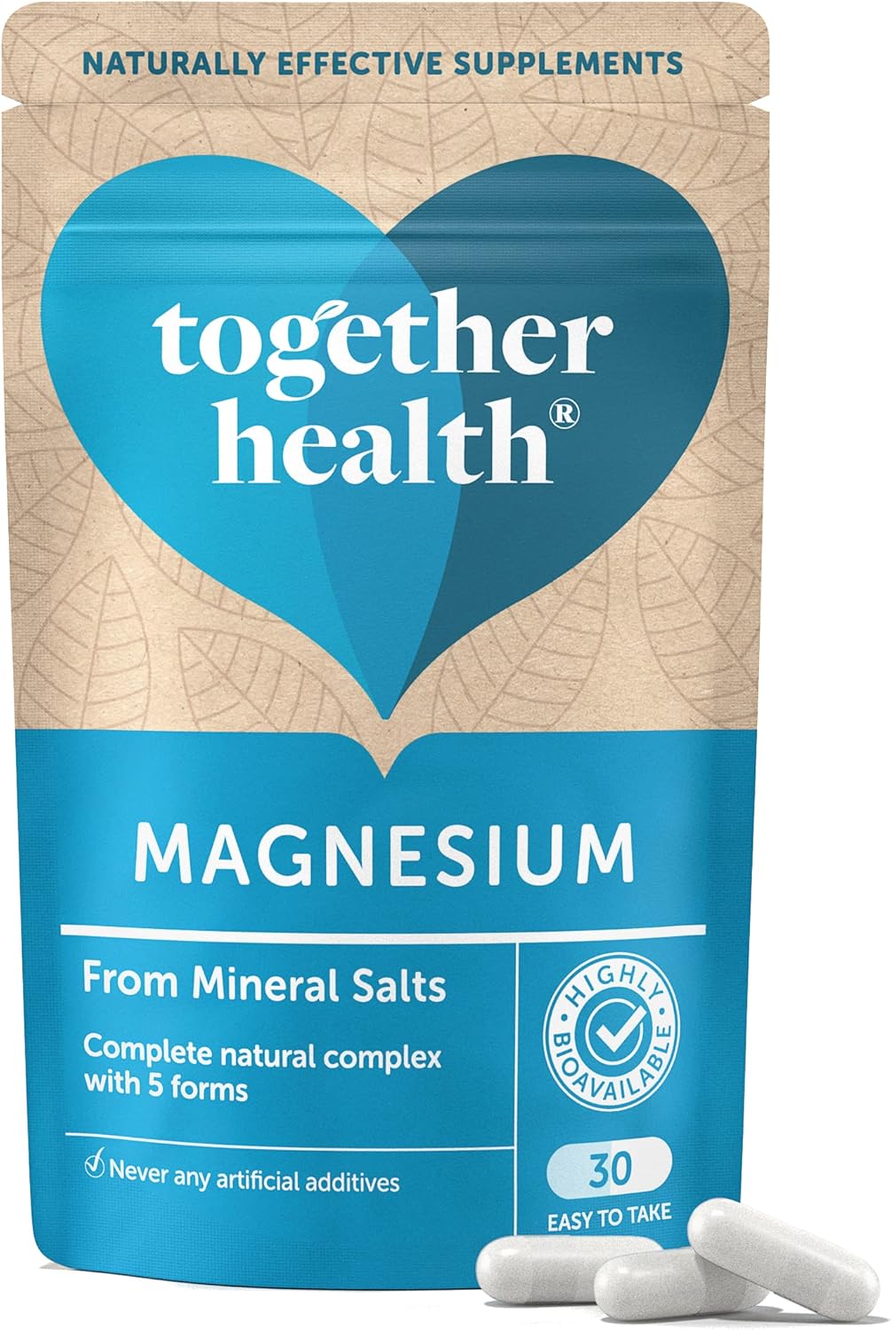 Marine Magnesium – Together Health – from Natural Marine Salts – 5 Natural Forms of Magnesium – Vegan Friendly – Made in The UK – 90 Vegecaps - Pack of 3