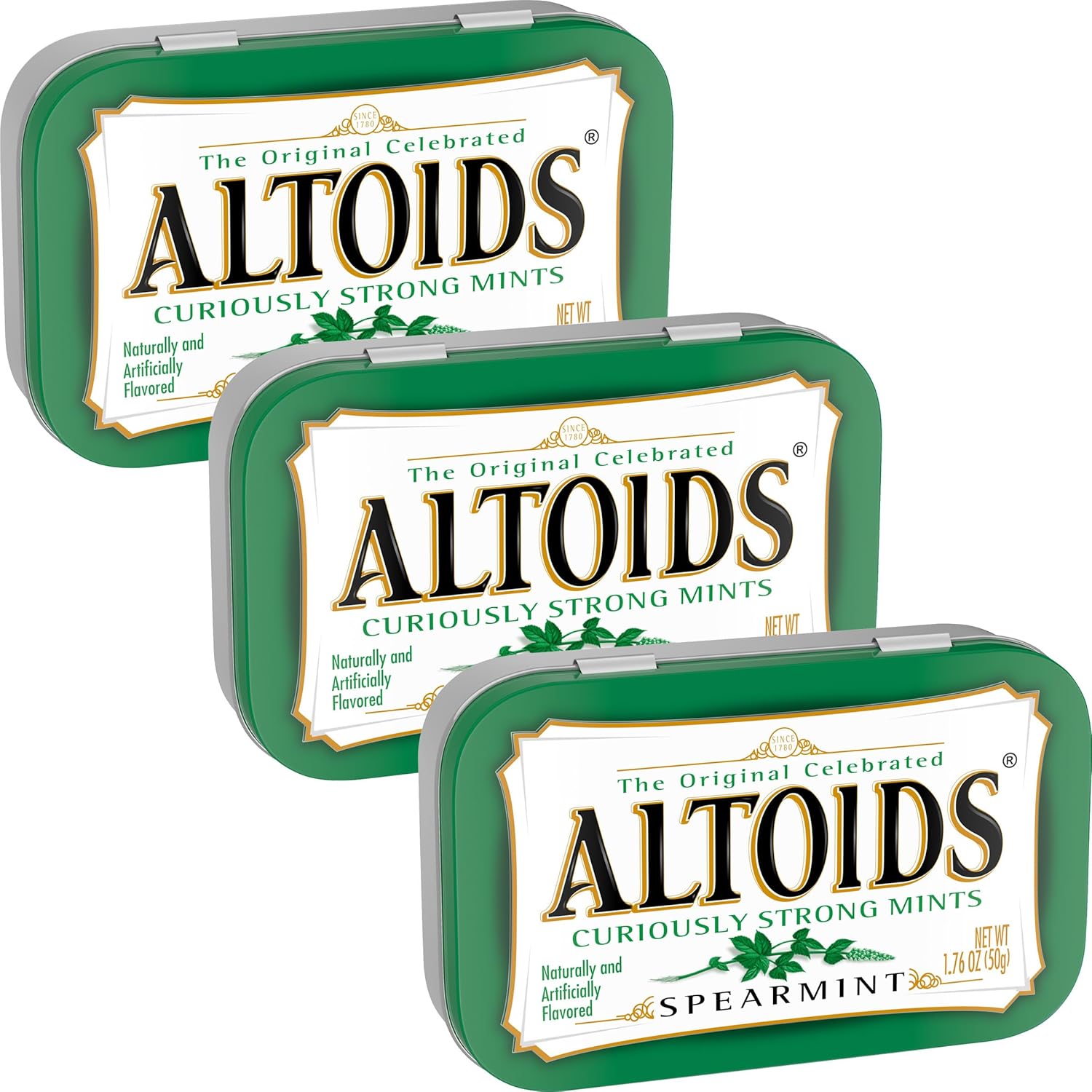 Spearmint Curiously Strong Mints, 1.76 Ounce Each (3 Pack, 5.28 Ounce Total)