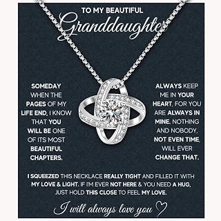 Granddaughter Necklace Granddaughter Gifts From Grandma Grandpa To My Granddaughter Necklace Christmas Graduation Birthday Gifts With Message Card & LED Box (683-Love knot)