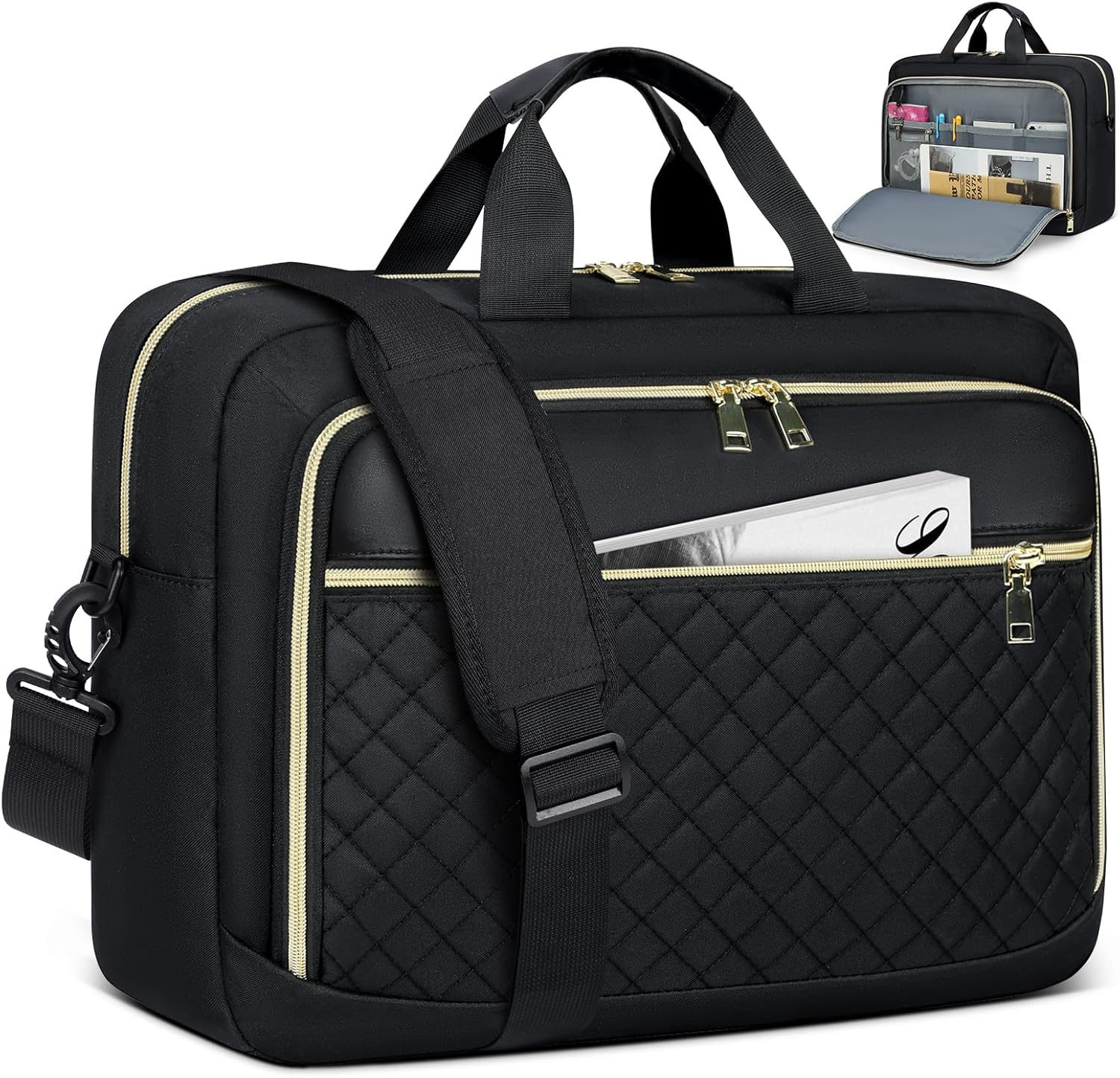 NEWHEY Laptop Bag 17.3 Inch Laptop Briefcase for Women Men Waterproof Shoulder Messenger Bag Large Computer Bag for Business Office Work College, Black