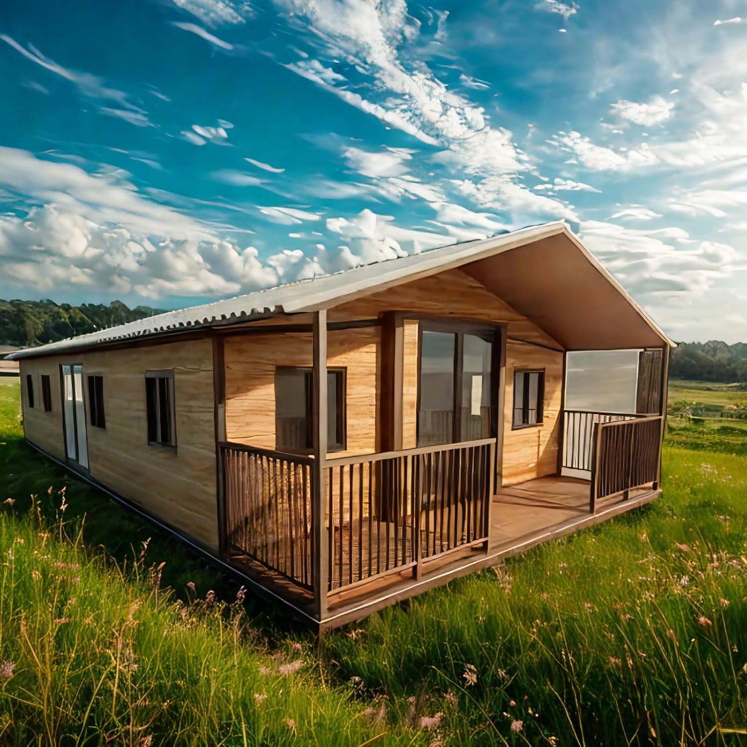 Prefab Tiny Houes for Sale, Extendable Container House 40Ft Expandable Foldable Modular House with 2-5 Bedrooms, 1Full Equipped Kitchen and Bathroom Tiny Houes to Live in for Adults