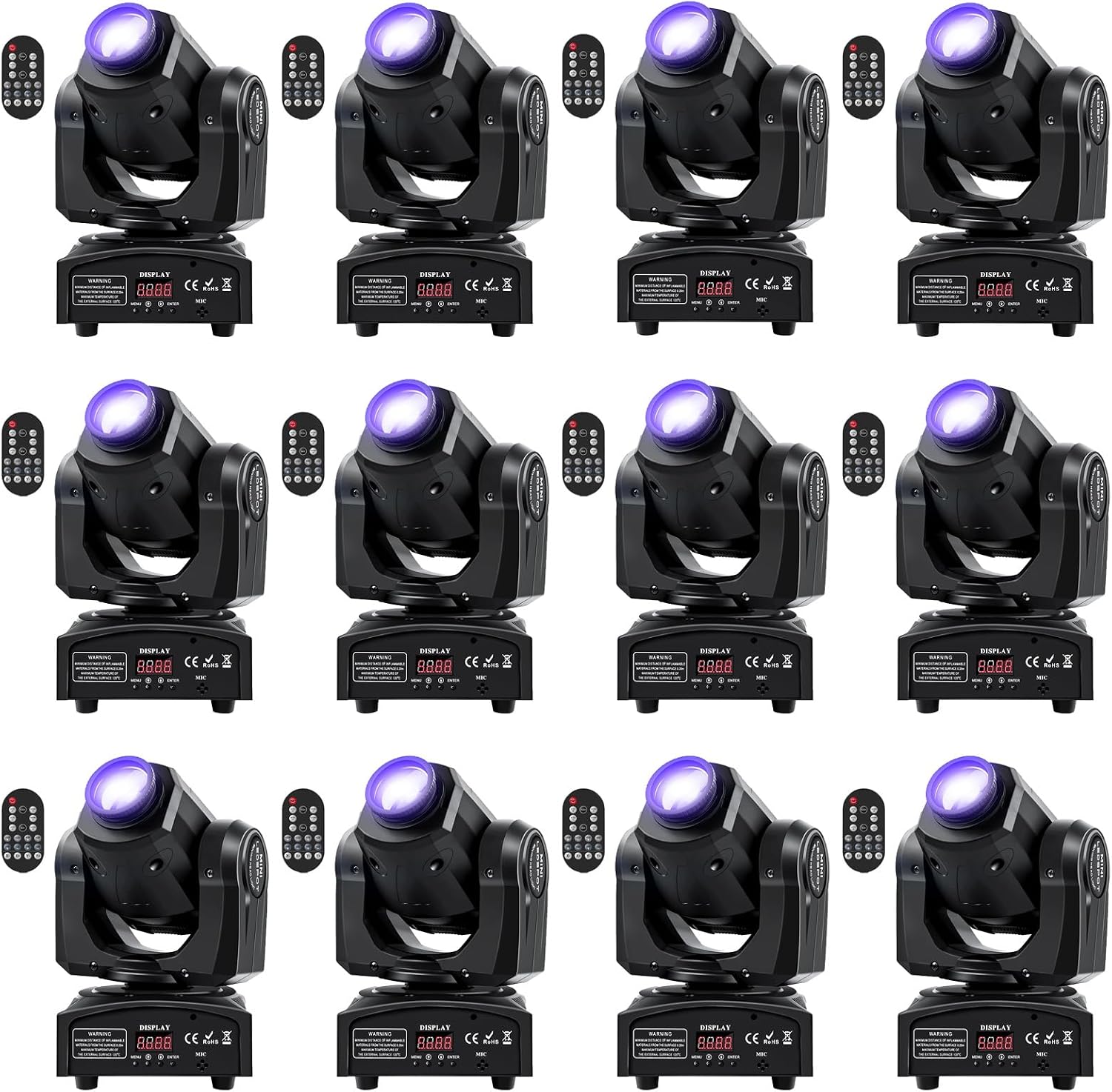12PCS 60W LED Moving Head Light Stage Lights with Remote Control 8 GOBO 8 Colors Spotlight by DMX Controlled 11 Channel with Sound Activated for Disco Club Party Stage Lighting Shows