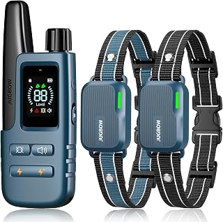 Jugbow Dog Shock Collar 2 Dogs (10-120Lbs) - 3300FT Dog Training Collar with Remote IPX7 Waterproof Electric Collar with 4 Training Modes, Rechargeable e-Collar for Lager Medium Small Dog Cyan Blue