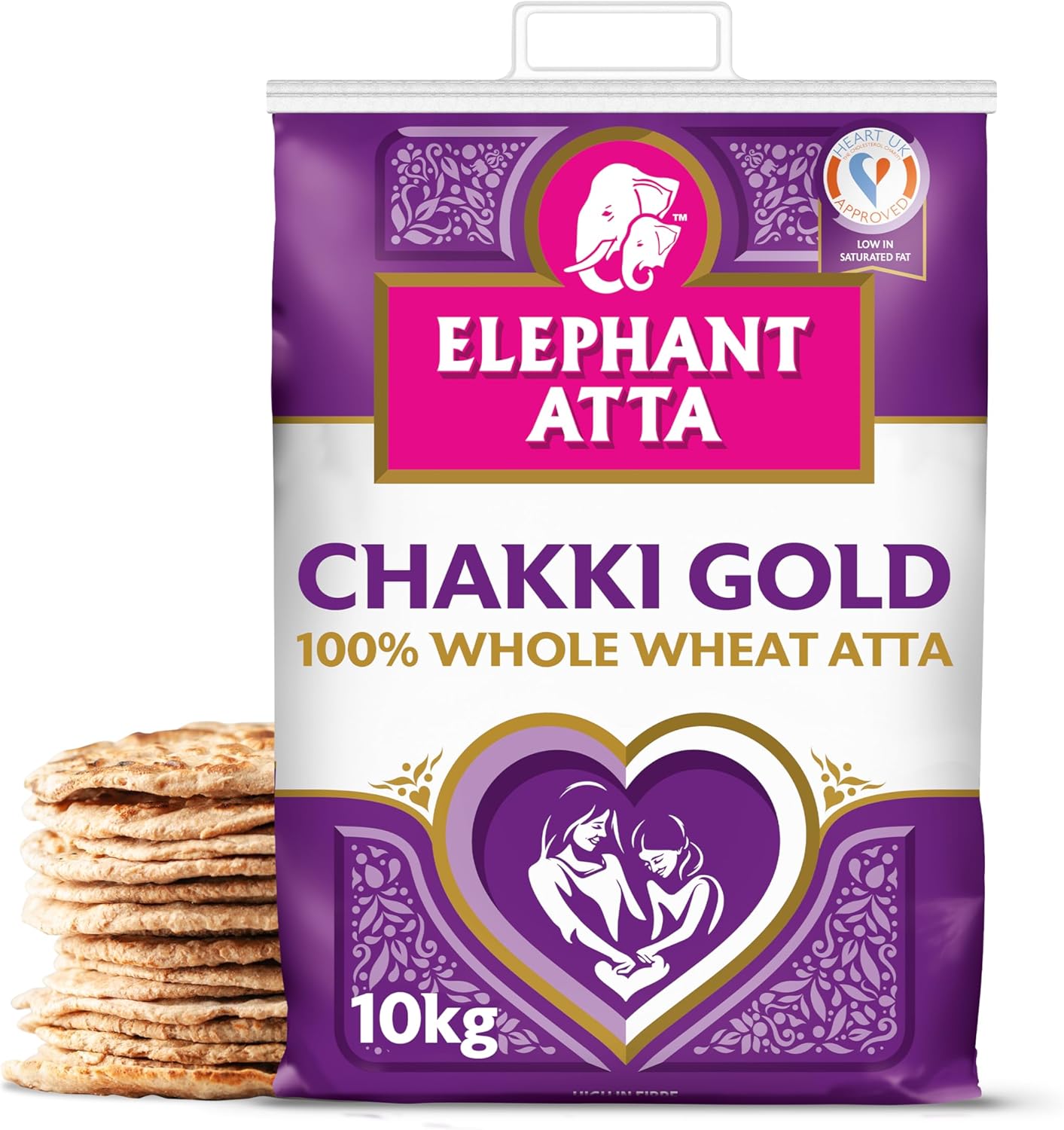 Elephant Atta Chakki Gold 10kg Chapatti Flour | Atta | Premium Flour | Naan Flour | Roti Flour | Chakki Atta | Chakki Flour | Chaki | Plain Flour | Bulk Flour | (10kg)