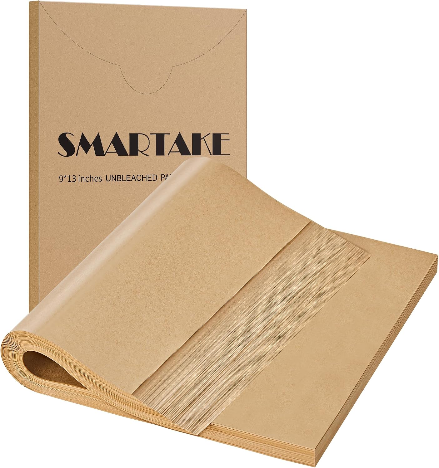 SMARTAKE 300 Pcs Parchment Paper Baking Sheets, 9x13 Inches Non-Stick Precut Baking Parchment, for Baking Grilling Air Fryer Steaming Bread Cup Cake Cookie and More (Unbleached)