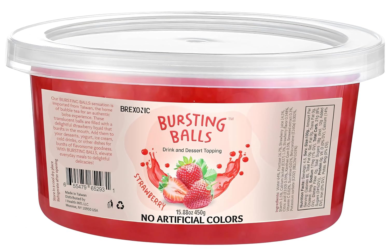 Strawberry Boba Pearls, Popping Bursting Boba, Bubble Pearls For Bubble Tea 1 Pound, No Artificial Colors (Strawberry, 1 LB Pack of 1)