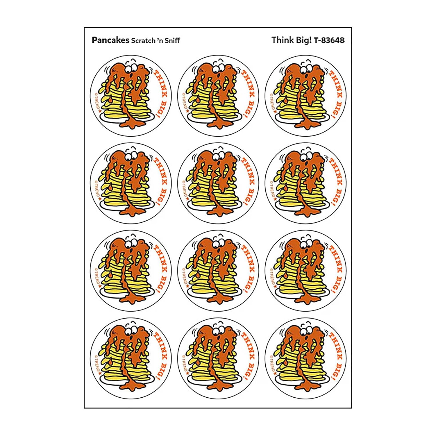 Think Big!/Pancakes Scent Retro Scratch 'n Sniff Stinky Stickers by TREND; 24 Seals/Pack - Authentic 1980s Designs!