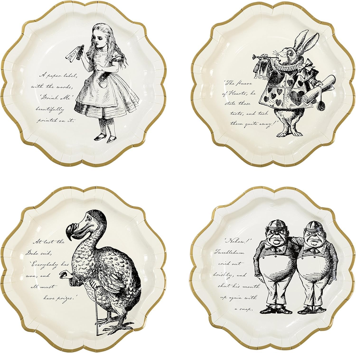 Alice In Wonderland Paper Plates Mad Hatter Party Supplies For Afternoon Tea Party, Birthday or Baby Shower 23cm | 12 Pack