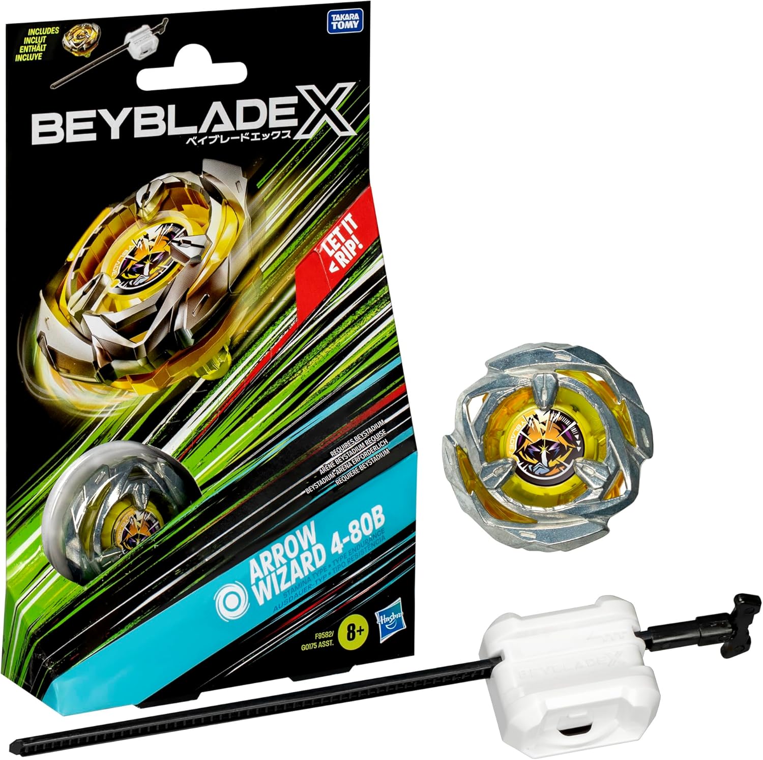 Beyblade X Arrow Wizard 4-80B Starter Pack Top and Launcher Age 8+
