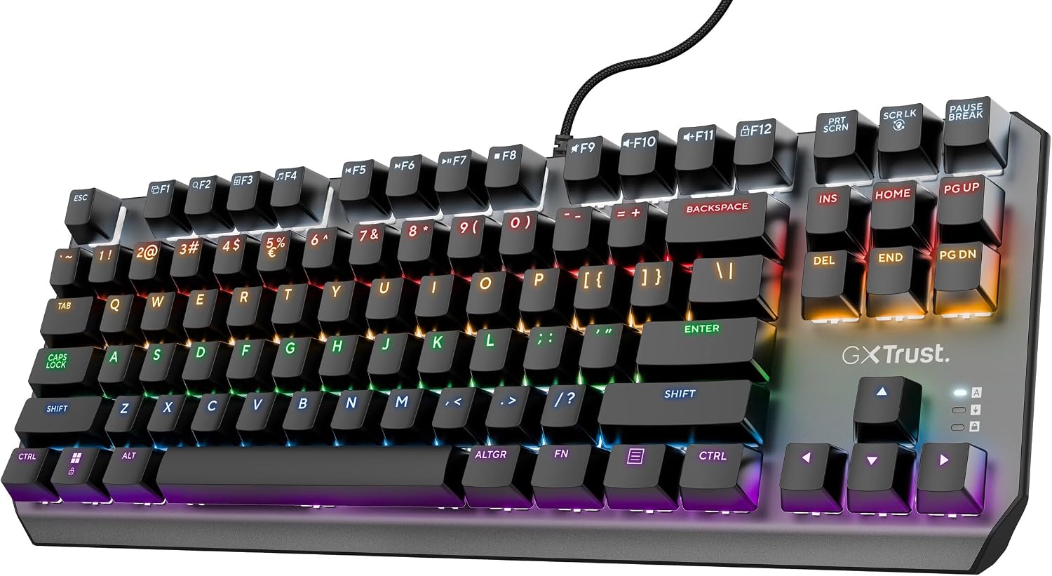 GXTrust Callaz TKL Mechanical Gaming Keyboard UK Layout, Outemu Switches | UK QWERTY, Compact Tenkeyless Design (80%), Multicolour LED Lighting, USB, for PC Laptop Mac