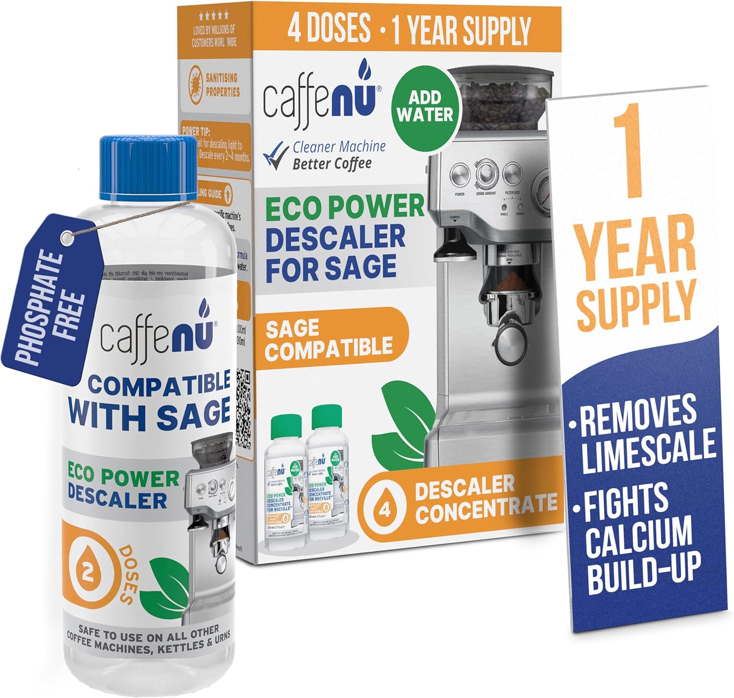 Sage Compatible Descaling Solution. 400ml Descaler Compatible with All Sage and Breville Coffee Machines. Removes Limescale and Provides Hotter Coffee. 4 Uses.